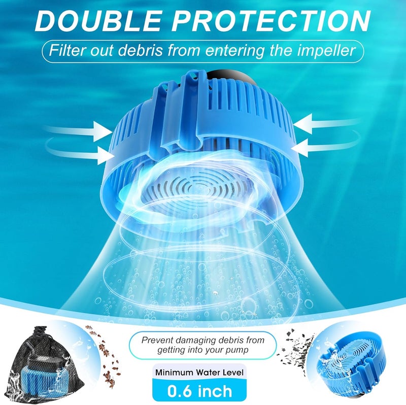 DeeprBetter Above Ground Pool Cover Pump, Submersible Water|Sump Pump for Draining, 850 GPH Blue - Image 3